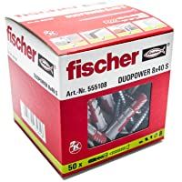 Fischer Taco Duopower S - (Caja de 50 Uds)- 555108- Gris y Rojo- 8x40 (tacos + tornillos)